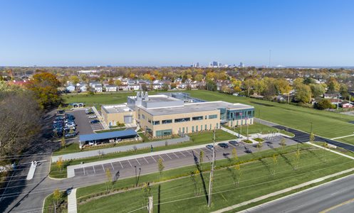 Facilities Management & IT aerial view of the building