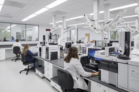 healthcare lab technicians at work